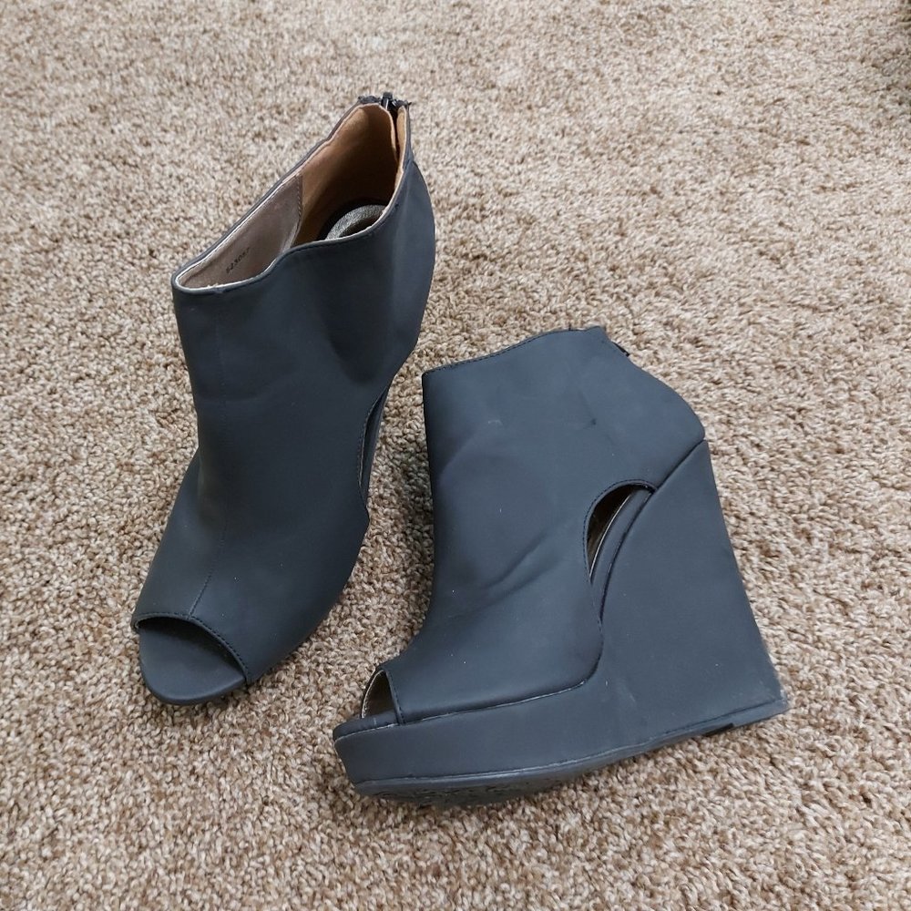 Charlotte Russe Enrich Peep Toe Wedge Booties